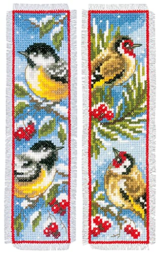 Vervaco Lesezeichen-Zählmusterpackung-Stickpackung im gezählten Kreuzstich, Birds In Winter, 6X 20cm von Vervaco