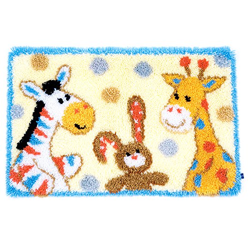 Vervaco Froehliche Tierfreunde Knüpfteppich, Stramin, Weiß, 69 x 44 x 0,3 cm von Vervaco