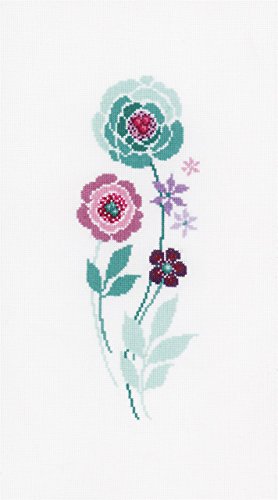 Vervaco Zählmuster Moderne Blumen Zählmusterpackung-Stickpackung im gezählten Kreuzstich, Baumwolle, Mehrfarbig, 13 x 30 x 0.3 cm von Vervaco