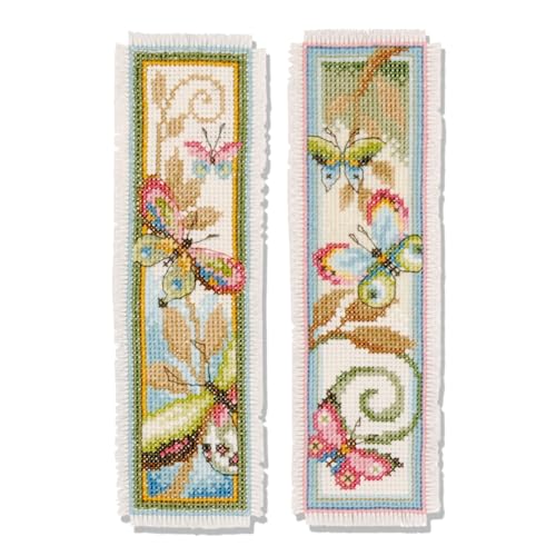 Vervaco Lesezeichen Kreuzstich Stickpackungen Gezählter Kreuzstich Set Schmetterlinge 2er DIY Set Erwachsene Sticken Lesen Zubehör Geschenk Zählmusterpackung ca. 6 x 20 cm Stickset für Anfänger Vervaco Lesezeichen Kreuzstich Stickpackungen Gezählter Kreuzstich Set Schmetterlinge 2er DIY Set Erwachsene Sticken Lesen Zubehör Geschenk Zählmusterpackung ca. 6 x 20 cm Stickset für Anfänger von Vervaco