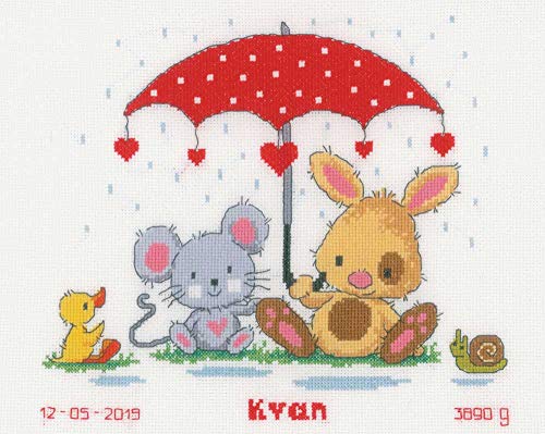 Vervaco PN-0157804 Unter dem Regenschirm II Stickpackung Zählmuster, Baumwolle, mehrfarbig, ca. 28 x 25 cm / 11,2" x 10" von Vervaco
