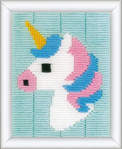 Vervaco Stickbilder für Kinder Langstich Set EINHORN Stickset für Anfänger Bastelset Handwerker ca. 12,5 x 16 cm Kreatives Nähset für Kinder DIY Sticken Set Kreatives Geschenk von Vervaco