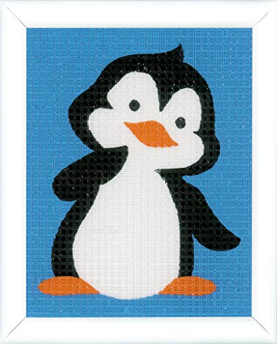 Vervaco Gobelin Stickbilder zum Selbersticken Kinder PINGUIN Kreuzstich Stickpackungen Stickset für Anfänger ca. 12,5 x 16 cm Bastelset Handwerker DIY Sticken Set Kreatives Geschenk von Vervaco