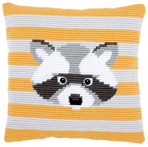 Vervaco Stickpackung Kissen Langstich Set WALTER Schräger Spannstich Stickerei Set Anfänger Basteln Erwachsene Kreativ Set ca. 40 x 40 cm Bastelset Handwerker Handarbeit Zubehör Geschenkset von Vervaco