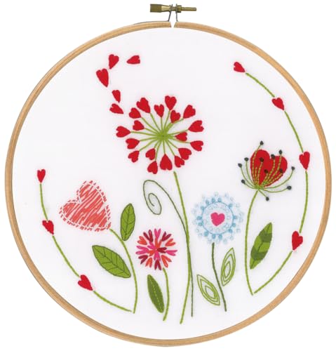 Vervaco PN-0171229 Blumen Stickpackung mit Stickrahmen vorbezeichnet, Baumwolle, mehrfarbig, ca. 20 x 20 cm / 8" x 8" von Vervaco