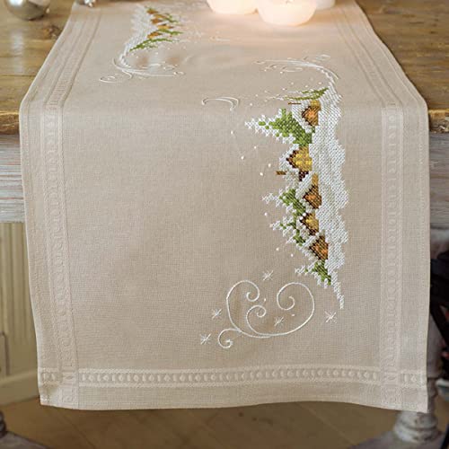 Vervaco Stickpackung Tischläufer Kreuzstich vorgedruckt, Baumwolle, weiß, 40 x 100 x 0,3 cm von Vervaco