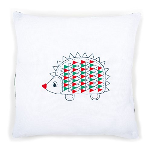 Vervaco Stickpackung für Stickkissen vorgedruckt Klassische Stickerei, Baumwolle, weiß, 40 x 40 x 0,3 cm von Vervaco