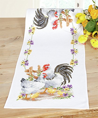 Vervaco Tischläufer Hühnerfamilie Zählmusterpackung-Stickpackung im gezählten Kreuzstich, Baumwolle, Mehrfarbig, 32 x 84 x 0.3 cm Vervaco Tischläufer Hühnerfamilie Zählmusterpackung-Stickpackung im gezählten Kreuzstich, Baumwolle, Mehrfarbig, 32 x 84 x 0.3 cm von Vervaco