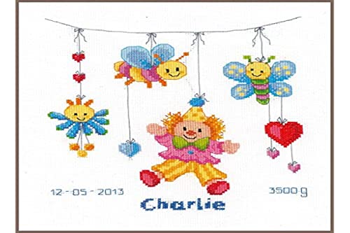 Vervaco Zählmuster Mobile mit Clowns Zählmusterpackung-Stickpackung im gezählten Kreuzstich, Baumwolle, Mehrfarbig, 22 x 24 x 0.3 cm Vervaco Zählmuster Mobile mit Clowns Zählmusterpackung-Stickpackung im gezählten Kreuzstich, Baumwolle, Mehrfarbig, 22 x 24 x 0.3 cm von Vervaco