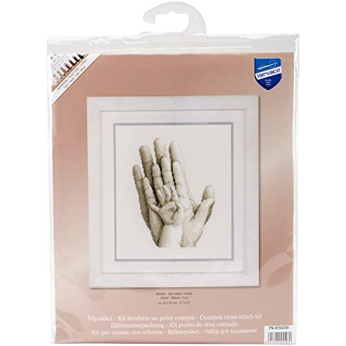 Vervaco Zählmusterpackung Hände Aida Kreuzstickpackung zum Auszählen, weiß, 20 x 25 x 0,3 cm von Vervaco