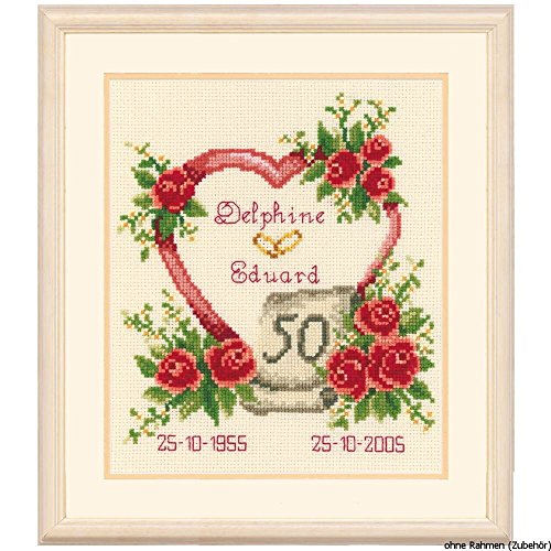 VERVACO Gezählter Kreuzstich Stickpackungen DIY Stickbilder Ehe Wanddekoration Handarbeit Erwachsene Kreatives Handwerk Set Hausdeko Zählmusterpackung-Kreuzstichbild, Stoff, Multicolor, ca. 19 x 21 cm VERVACO Gezählter Kreuzstich Stickpackungen DIY Stickbilder Ehe Wanddekoration Handarbeit Erwachsene Kreatives Handwerk Set Hausdeko Zählmusterpackung-Kreuzstichbild, Stoff, Multicolor, ca. 19 x 21 cm von Vervaco