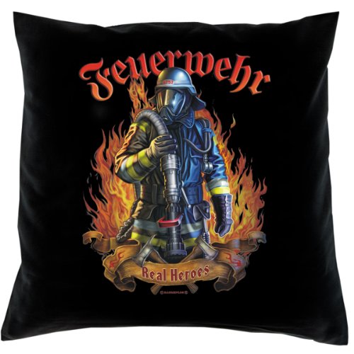 Kissen mit Innenkissen - FFW - Feuerwehr - Real Heroes - mit 40 x 40 cm - in schwarz : ) von Verve Fun Shirt