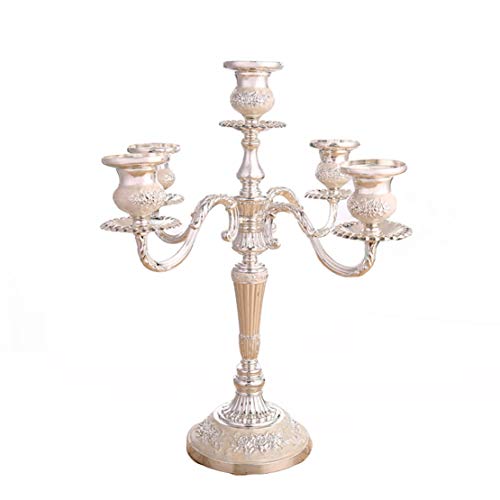 Kerzenleuchter 5-armig, Kerzenständer Leuchter Kerzenhalter, 5-armig aus Legierung 32 cm massiv 1.3kg ~ Farbe: Silber von Verve Jelly
