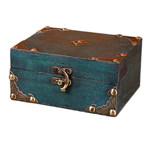 Verve Gelee Vintage Storage Box Dekorative kleine Holzspeichergehäuse Retro Vintage Treasure Chest Keepsake Box für Wohnungsbaudekorationen, 5.9x4.7x2.8Zoll von Verve Jelly