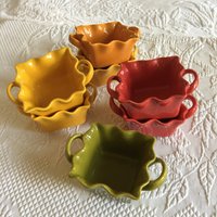 Angebot Für 2 Servierschalen. Gerüschte Gezapfte Kante Mit Henkeln Individuelle Kondimenten Oder Obst Servierschüsseln in Herbstfarben. Kann Anfragen von VeryVictorianStudio