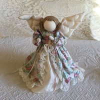 Vintage Baumspitze Engel. Baumwolle Floral Und Spitze Overdress Musselin Unterkleid & Quilted Wings. Puffärmel, Schnur Haarblumen Band von VeryVictorianStudio