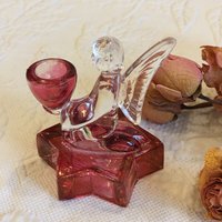 Vintage Glas Engel Kerzenhalter Stern Weihnachtsdekoration. Roter Und Kerzenhalter, Klarer Glasengel von VeryVictorianStudio