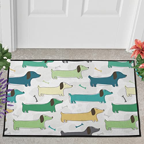 Veryday Dackel Hund Tiere Fußmatte Türmatte Eingangsmatte Fußabtreter Fußabstreifer Türvorleger Schmutzfangmatte Sauberlaufmatte Haustürmatte für Badezimmer White 40x60cm von Veryday