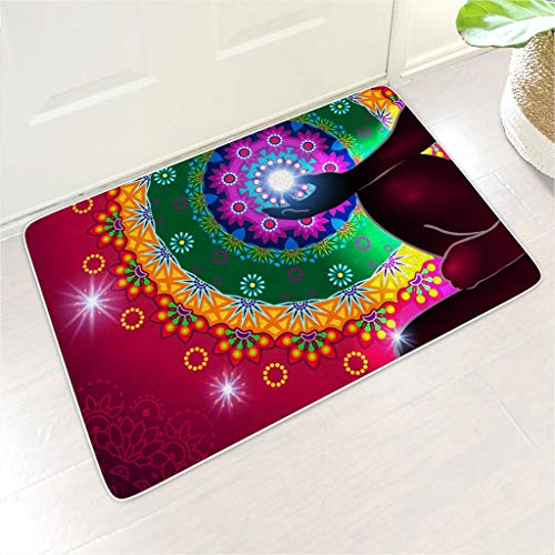 Veryday Fußmatte Chakra Yoga Meditation Türmatte Gummi Eingangsmatte Fußabtreter Fußabstreifer Türvorleger Schmutzmatte Sauberlaufmatte Haustürmatte für Dusche White 45x70 cm von Veryday