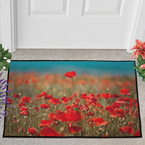 Veryday Mohnblumen Natur Fußmatte Türmatte Eingangsmatte Fußabtreter Fußabstreifer Türvorleger Schmutzmatte Sauberlaufmatte Haustürmatte für Haustür White 40x60cm von Veryday