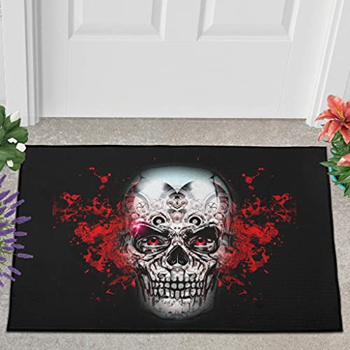 Veryday Psychedelic Totenkopf Fußmatte Türmatte Eingangsmatte Fußabtreter Fußabstreifer Türvorleger Schmutzmatte Sauberlaufmatte Haustürmatte für Wohnzimmer White 60x90cm von Veryday