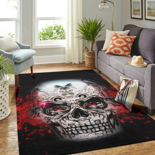 Veryday Psychedelic Totenkopf Teppich Vintage Wohnzimmer Teppich als Fußmatte Fußabtreter für Schlafzimmer Kinderzimmer White 91x152cm von Veryday