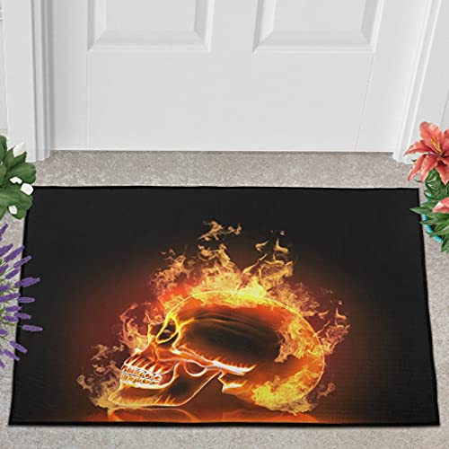 Veryday Totenkopf Feuer Fußmatte Türmatte Eingangsmatte Fußabtreter Fußabstreifer Türvorleger Schmutzfangmatte Sauberlaufmatte Haustürmatte für Badezimmer White 60x90cm von Veryday