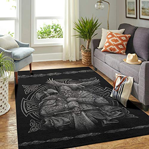 Veryday Wikinger Odin Rabe Teppich Vintage Wohnzimmer Teppich als Türmatte Schmutzmatte für Schlafzimmer Küche White 122x183cm von Veryday