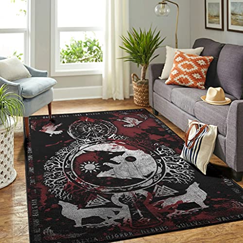 Veryday Wikinger Wolf Baum Teppich Modern Wohnzimmer Teppich als Fußmatte Fußabtreter für Schlafzimmer Flur White 50x80cm von Veryday