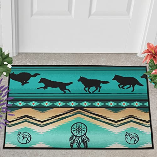 Veryday Wolf Traumfänger Fußmatte Türmatte Eingangsmatte Fußabtreter Fußabstreifer Türvorleger Schmutzfangmatte Sauberlaufmatte Haustürmatte für Home White 60x90cm von Veryday