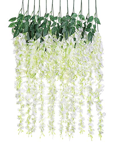 Veryhome 12 stück/los 3.6 füße/stück künstliche Blumen gefälschte Wisteria Vine seidenblume für Hochzeit Dekorationen hausgarten Party Decor (Weiß) von Veryhome