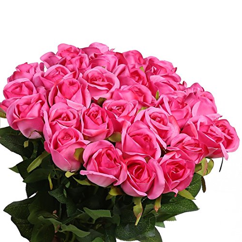 Veryhome 10 Stücke Künstliche Rosen Silk Blumen Gefälschte Flowers Braut Hochzeit Bouquet Für Hausgarten Geburtstag Party Home Wedding Dekor (Rose rot - Rosenknospe) von Veryhome