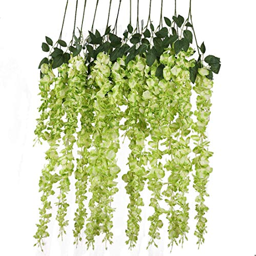 Veryhome 6 stück/los 3.6 füße/stück künstliche Blumen gefälschte Wisteria Vine seidenblume für Hochzeit Dekorationen hausgarten Party Decor (Grün) von Veryhome