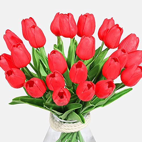Veryhome Künstliche Blumen Gefälschte Blume Tulpe Latex Material Real Touch für Hochzeitszimmer Home Hotel Party Dekoration und DIY Decor （ Rot - 10Stück ） von Veryhome