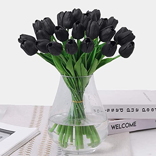 Veryhome Künstliche Blumen Gefälschte Blume Tulpe Latex Material Real Touch für Hochzeitszimmer Home Hotel Party Dekoration und DIY Decor （ Schwarz - 10Stück ） von Veryhome