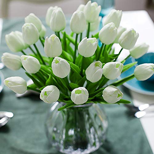 Veryhome Künstliche Blumen Gefälschte Blume Tulpe Latex Material Real Touch für Hochzeitszimmer Home Hotel Party Dekoration und DIY Decor （ Weiß - 20Stück ） von Veryhome