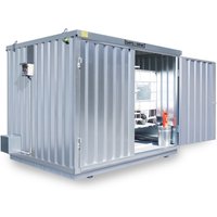 SAFE Tank Gefahrstoffcontainer 1000 KTC ECO, energieeffizient durch bedarfsgerechte Lüftersteuerung, Maße außen 3350x2170x2310 mm, Doppelflügeltür, mittig in Breitseite, Lagerfläche 6 m² von SAFE Tank