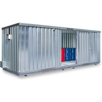 SAFE Tank Gefahrstoffcontainer 5000 ECO, energieeffizient durch bedarfsgerechte Lüftersteuerung, Maße außen 5380x6520x2300 mm, Doppelflügeltür (asymmetrisch geteilt), mittig in der kurzen Seite, Lagerfläche 31 m² von SAFE Tank
