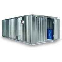 SAFE Tank Gefahrstoffcontainer Kombination 5000 ECO, energieeffizient durch bedarfsgerechte Lüftersteuerung, Maße außen 5380x6520x2300 mm, Doppelflügeltür (asymmetrische Teilung), mittig in der kurzen Seite, Lagerfläche 31 m² von SAFE Tank