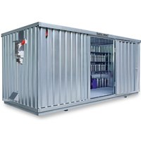 SAFE Tank Gefahrstoffcontainer 1700 CONTROL, automatisierte Explosionsschutzeinrichtung für höchste Energieeffizienz u. Sicherheit, Maße außen 5380x2170x2300 mm, Doppelflügeltür (asymmetrische Teilung), mittig in der langen Seite, Lagerfläche 10 m² von SAFE Tank