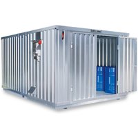SAFE Tank Gefahrstoffcontainer 2000 CONTROL, automatisierte Explosionsschutzeinrichtung für höchste Energieeffizienz u. Sicherheit, Maße außen 3350x4340x2310 mm, Doppelflügeltür (asymmetrische Teilung), mittig in der kurzen Seite, Lagerfläche 12 m² von SAFE Tank