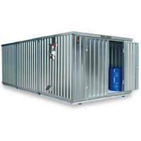 SAFE Tank Gefahrstoffcontainer 3000 CONTROL, automatisierte Explosionsschutzeinrichtung für höchste Energieeffizienz u. Sicherheit, Maße außen 3350x6520x2310 mm, Doppelflügeltür (asymmetrische Teilung), mittig im Modul, Lagerfläche 19 m² von SAFE Tank