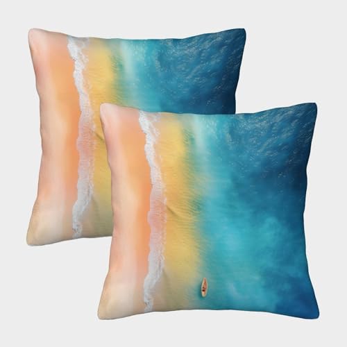 Künstlerische Farben Kopfkissenbezug 2er Set Kissenhülle Mit Unsichtbarem Reißverschluss Kissen Fall Kontrastierende Farben Weiche Quadratische Kissenbezüge Für Sofa Gartenbett Schlafzimmer 40x40cm von VesFy