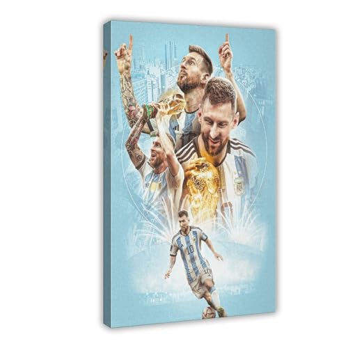 Lionel Messi Poster 64, Leinwand-Poster, Schlafzimmer, Dekoration, Sportlandschaft, Büro, Raumdekoration, Geschenk, Rahmen-Stil, 20 x 30 cm von VesFy