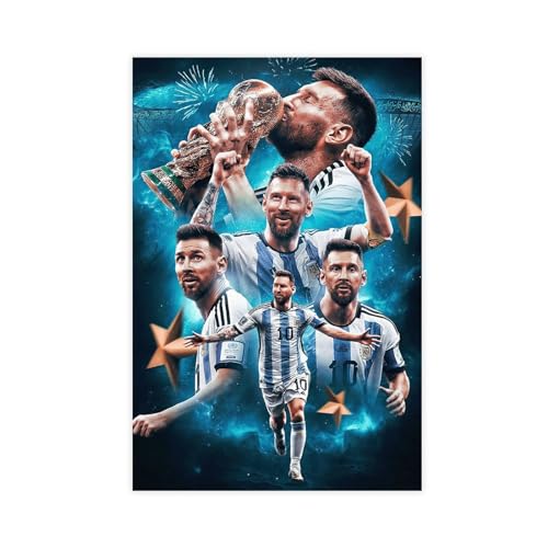 Sportstar Lionel Messi Poster 21 Leinwand Poster Schlafzimmer Dekor Sport Landschaft Büro Zimmer Dekor Geschenk ungerahmt 50 x 75 cm von VesFy