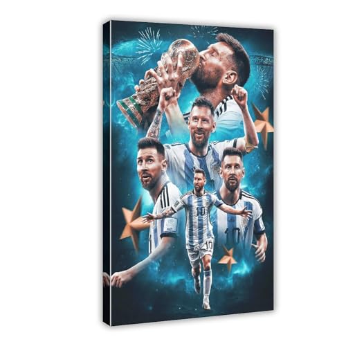 Sportstar Lionel Messi Poster 21 Leinwand Poster Wandkunst Dekor Druck Bild Gemälde für Wohnzimmer Schlafzimmer Dekoration Rahmenstil 50 x 75 cm von VesFy