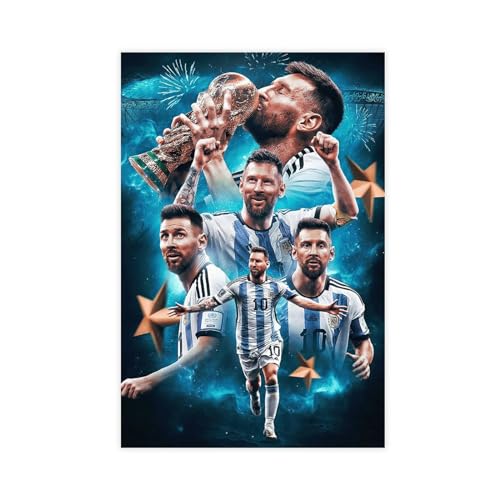 Sportstar Lionel Messi Poster 21 Leinwand Poster Wandkunst Dekor Druck Bild Gemälde für Wohnzimmer Schlafzimmer Dekoration ungerahmt 40 x 60 cm von VesFy