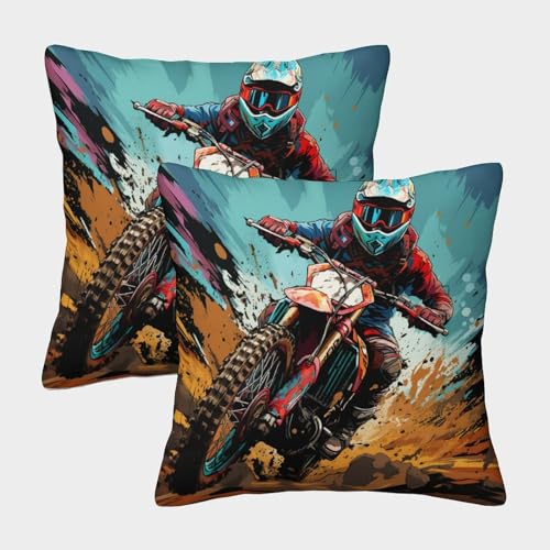 VesFy Cooles Motorrad Kissenbezug 2er-Set Kissenhülle Kissen Deko Kissen Fall Motorrad Kissenbezüge Für Kinder Und Erwachsene 50x50cm von VesFy