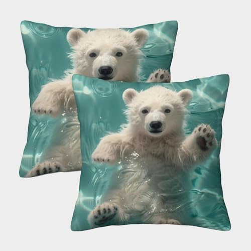VesFy Eisbär Wurfkissenbezug 2 Stück Set Kissenhüllen Mit Unsichtbarem Reißverschluss Kissen Fall Tier Wurfkissenbezüge Für Kinder Und Erwachsene 40x40cm VesFy Eisbär Wurfkissenbezug 2 Stück Set Kissenhüllen Mit Unsichtbarem Reißverschluss Kissen Fall Tier Wurfkissenbezüge Für Kinder Und Erwachsene 40x40cm von VesFy