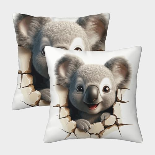 VesFy Koala Kopfkissenbezug 2er Set Kissenhüllen Mit Unsichtbarem Reißverschluss Kissen Fall Tier Wurfkissenbezüge Für Kinder Und Erwachsene 40x40cm von VesFy